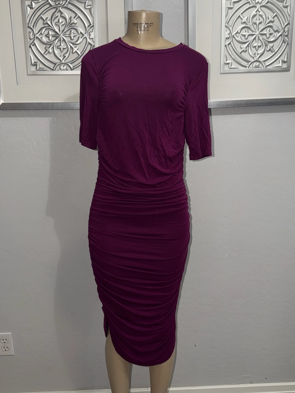GAP Plum Ruched Midi Dress
